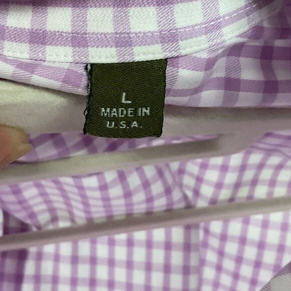 Peter Blair Men's Button-down shirt with purple/white checkered pattern, Large - Picture 6 of 7